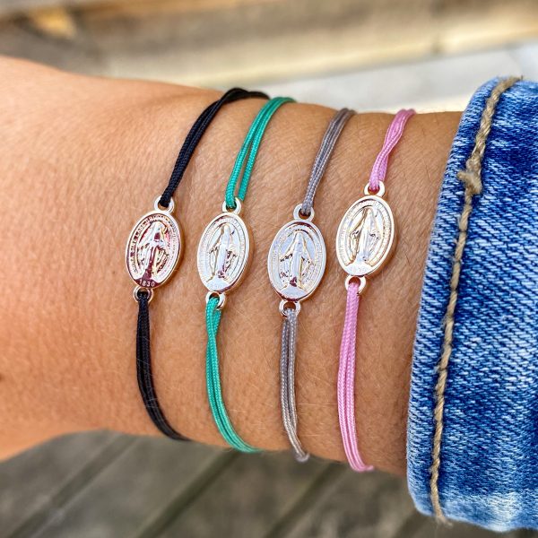 Bracelet Religieux Médaille Miraculeuse sur lien coloré | Ô Marie