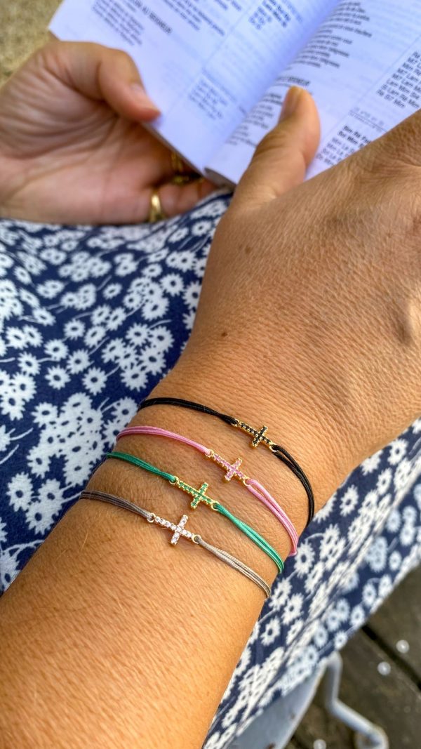 Bracelet lien et croix strass coloré en plaqué or | Croix divine – Image 2