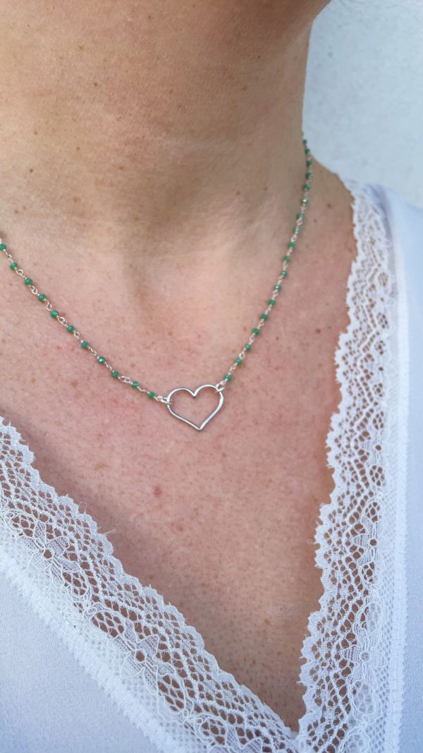 Collier cœur argent sur chaine perlée | Pangkor – Image 10