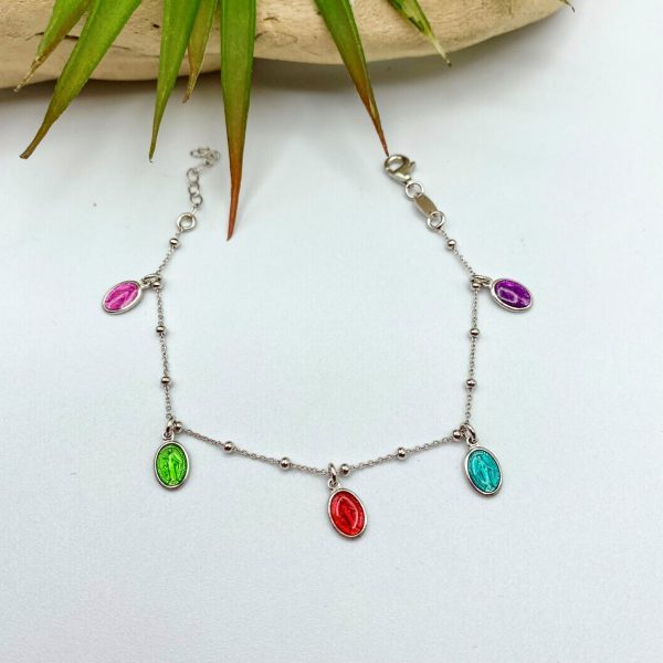 Bracelet argent et médailles miraculeuses colorées | Vierge Marie – Image 2