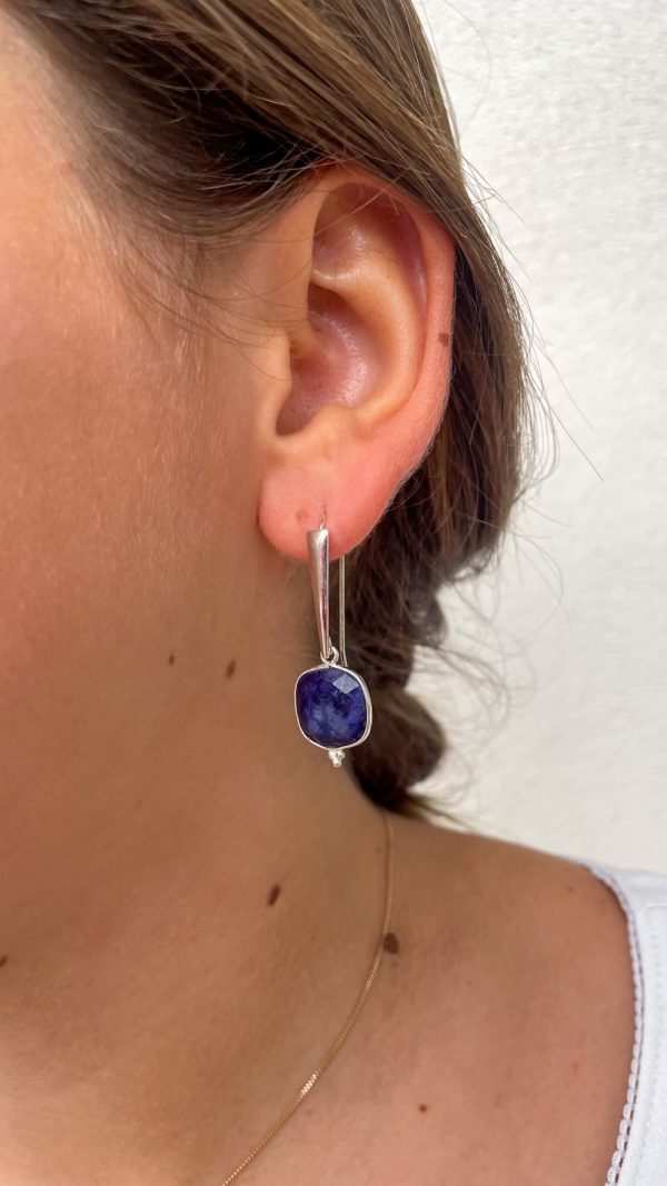 Boucle d'oreille grand crochet en pierres naturelles  | Comores – Image 7