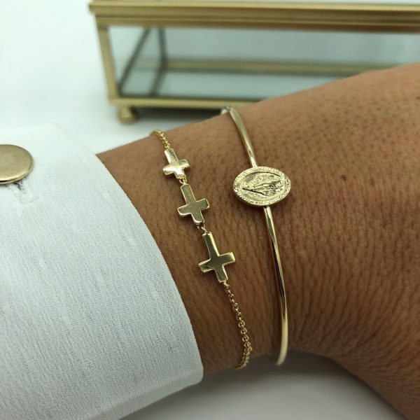 Bracelet Demi-Jonc Plaqué Or | Médaille miraculeuse – Image 6
