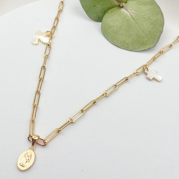 Collier breloques religieuses : croix, colombe et médaille miraculeuse | Sainte Famille – Image 7