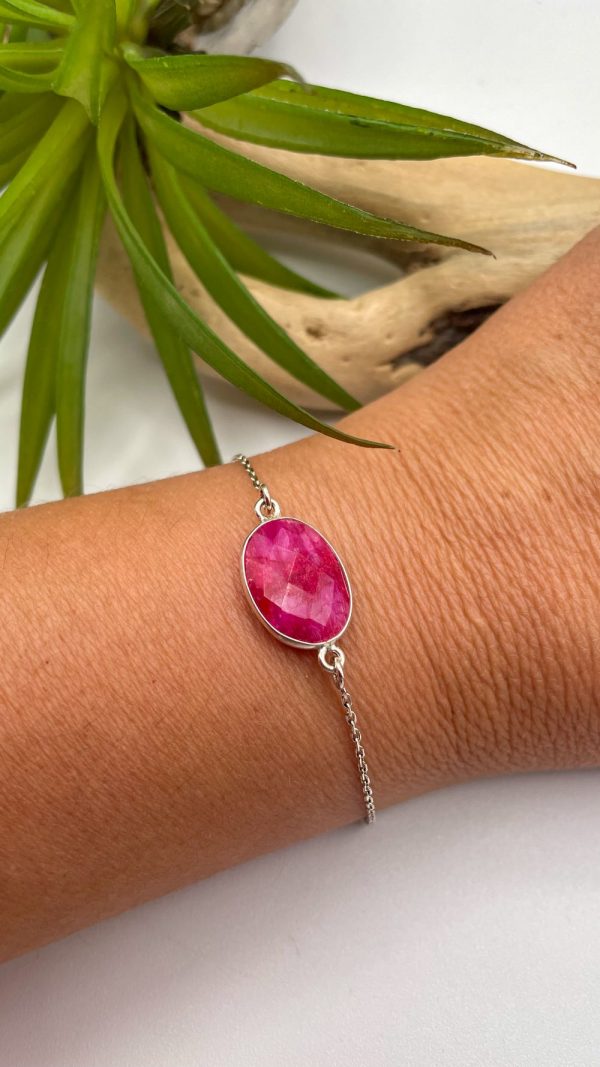 Bracelet argent et calcédoine rouge sertie  | Canaries – Image 4
