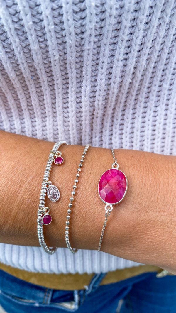 Bracelet argent et calcédoine rouge sertie  | Canaries – Image 3