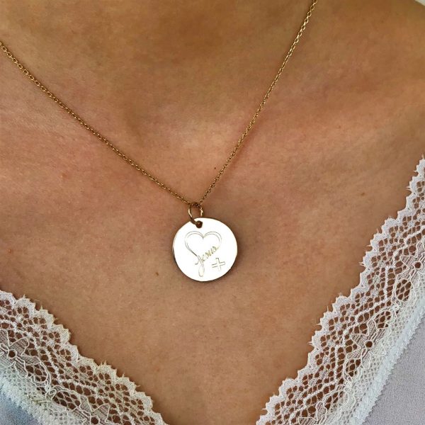 Collier Médaille Coeur de Jésus Plaqué Or | Jésus  – Image 2