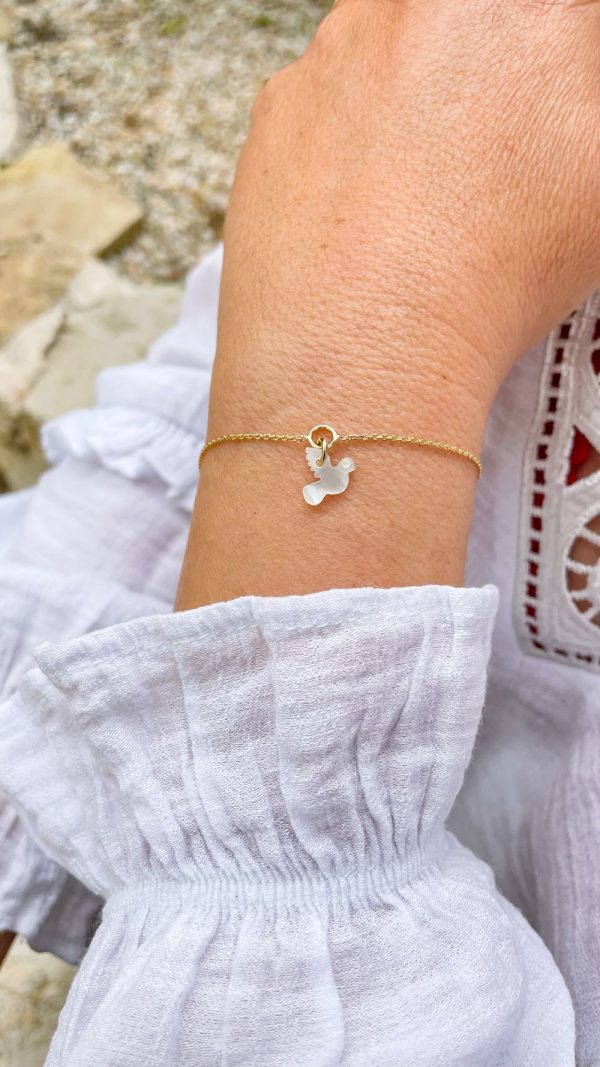 Bracelet confirmation colombe de l'esprit saint en nacre et plaqué or | Confirmation