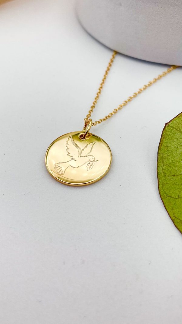 Collier Médaille Plaqué Or ou Argent Colombe | Colombe de la Paix – Image 3
