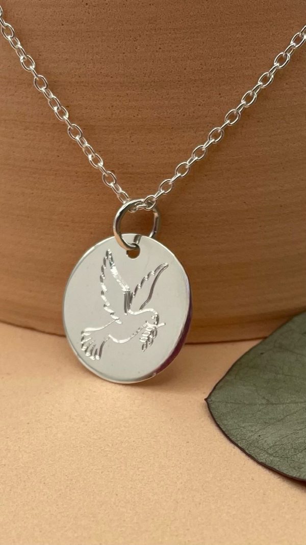 Collier Médaille Plaqué Or ou Argent Colombe | Colombe de la Paix – Image 7