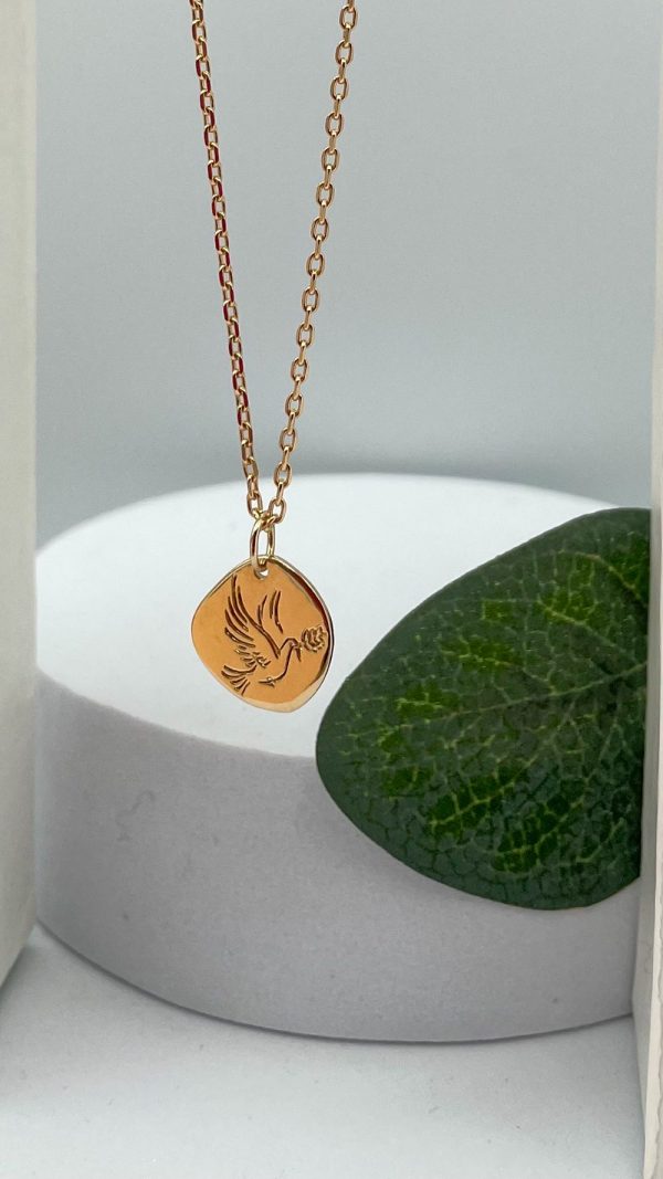 Collier Médaille originale Colombe de la paix en Plaqué Or | Colombe de la Paix