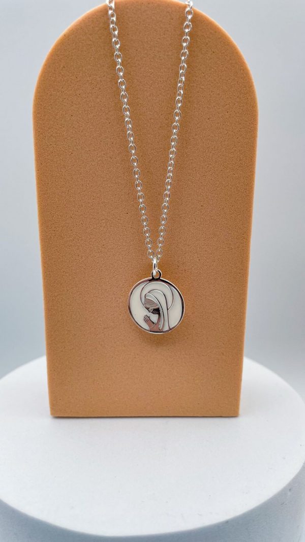 Collier communion médaille de la Vierge Marie | Vierge auréolée – Image 2