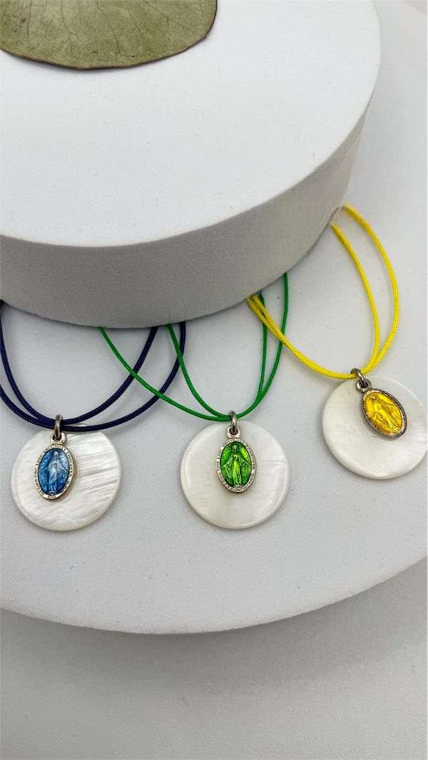 Collier médaille miraculeuse colorée en argent | Catherine labouré