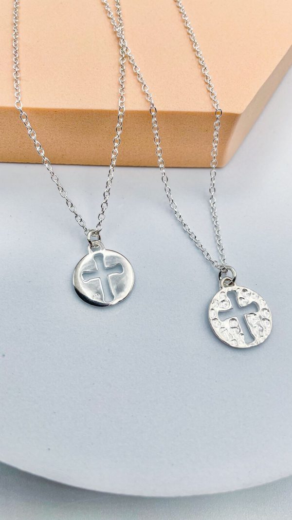 Collier médaille croix martelée en Argent  | Duomo