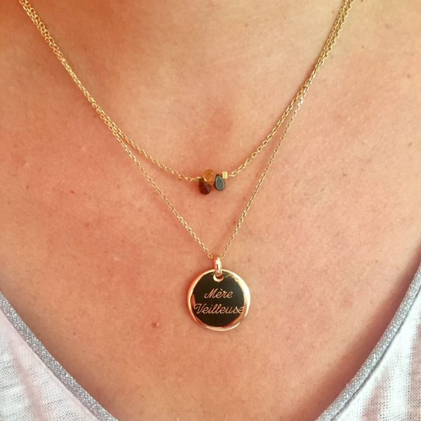 Collier Gravé & Personnalisé Plaqué Or | Mère veilleuse – Image 4