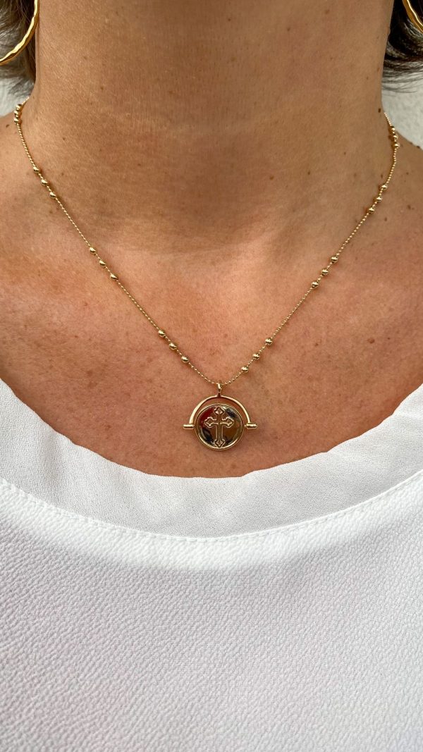 Collier croix médaille réversible en plaqué or | Padre – Image 2