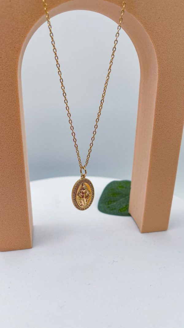 Collier médaille de la Vierge en Plaqué Or et Oxyde de zyrconium | Santa Maria – Image 6