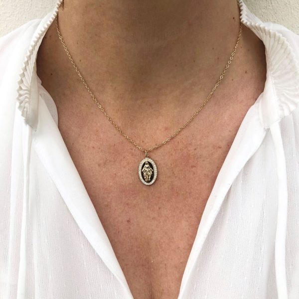 Collier médaille de la Vierge en Plaqué Or et Oxyde de zyrconium | Santa Maria – Image 4