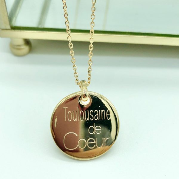 Collier Gravé & Personnalisé Plaqué Or | Toulousaine de Coeur – Image 2